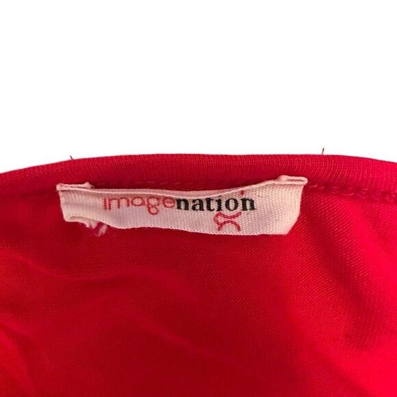 Imagenation Scoop Neck Short-sleeved Stretch Bodysuit Red Large - Picture 2 of 4